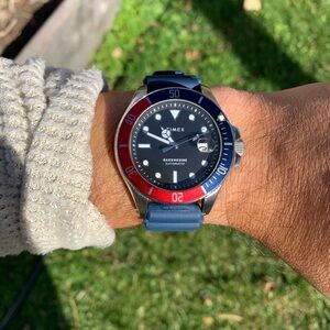 Used but beautiful Automatic Harborside Timex - Men's Navy and Crimson Watch
